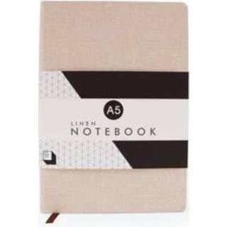 👉 Notitieboek beige linnen Good design works notitieboekje a5 gelinieerd 5060576591635