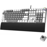 👉 Schakelaar witte zwarte zwart wit active AULA F2088 PBT Keycap 108 toetsen achtergrondverlichting Mechanische Bedraad gamingtoetsenbord (zwart wit)
