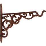 👉 Muurhaak bruin gietijzer Muurhaken met sierkrullen 20 x 18 cm - hanging basket haak