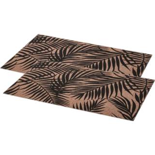 👉 Placemat zwart linnen Set van 10x stuks rechthoekige placemats Palm mix 45 x 30 cm