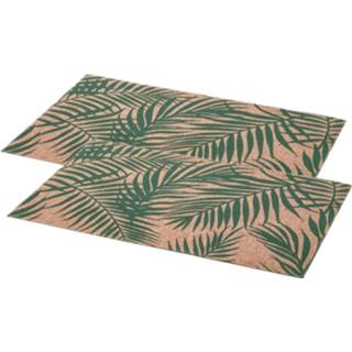 👉 Placemat groen linnen Set van 8x stuks rechthoekige placemats Palm mix 45 x 30 cm