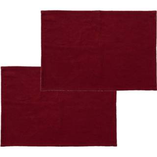 Placemat rood katoen Set van 12x stuks rechthoekige placemats Uma 45 x 30 cm