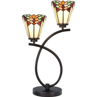 👉 Tafel lamp crème a++ crme glas bont Tafellamp 5966 met naar Tiffany-Art