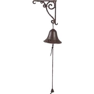 👉 Deurbel grijs gietijzer IJzer Clayre & Eef Ouderwetse 14*11*18 Cm Rond 8717459775657