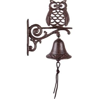 👉 Deurbel bruin gietijzer IJzer Clayre & Eef Ouderwetse 11*19*25 Cm Uil 8717459775688