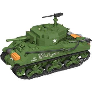 👉 Bouwpakket groen kunststof One Size Color-Groen Cobi Sherman M4A3E2 tank 19,5 x 11,5 cm 716-delig 5902251025502