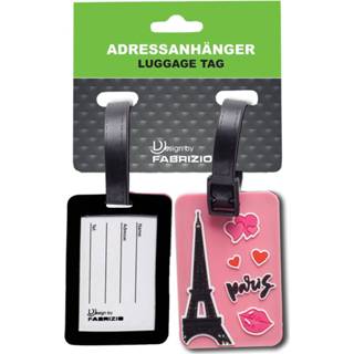 👉 Kofferlabel roze rubber One Size Color-Roze Fabrizio kofferlabels Paris 7,5 x 5 cm 2 stuks 8719817220328