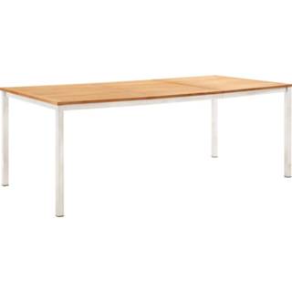 👉 Terrastafel teakhout staal hout bruin Vidaxl Tuintafel 200x100x75 Cm Massief En Roestvrij 8719883822242