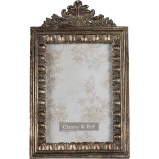 👉 Fotolijst kunststof grijs Clayre & Eef 13*1*22 Cm / 10*15 Koperkleurig 8717459802896