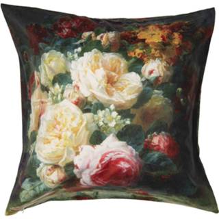 👉 Kussenhoes geel polyester Clayre & Eef 45*45 Cm Vierkant Bloemen Sierkussenhoes Kussen Hoes 8717459805262