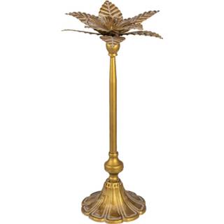 👉 Kandelaar goudkleurig IJzer Clayre & Eef Ø 21*44 Cm Blaadjes 8717459788176