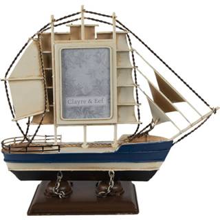 👉 Miniatuur beige bruin metaal rood Clayre & Eef Decoratie 27*9*24 Cm Beige, 8717459797079
