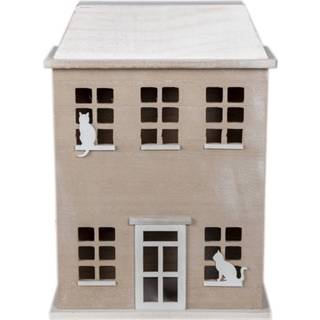 👉 Opbergdoos bruin hout Clayre & Eef Decoratief Opbergdoosje Huis 27*12*39 Cm Katten Opbergbox 8717459803152