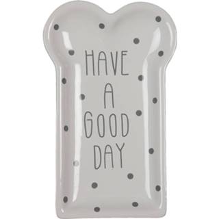 👉 Servies wit keramiek Clayre & Eef Ontbijtbord 10*17*2 Cm Have A Good Day Eetbord Klein Bord 8717459814660