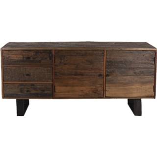 👉 Boekenkast bruin hout IJzer Clayre & Eef Tv Meubel 160*40*76 Cm Hout, Rechthoek Kast Opbergkast 8717459784222