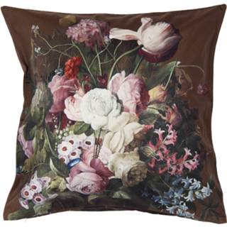 👉 Kussenhoes bruin polyester Clayre & Eef 45*45 Cm Vierkant Bloemen Sierkussenhoes Kussen Hoes 8717459805255