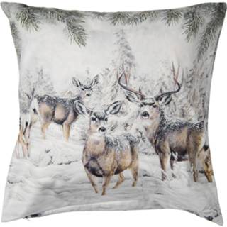 👉 Kussenhoes wit polyester Clayre & Eef 45*45 Cm Vierkant Rendieren Sierkussenhoes Kussen Hoes 8717459805309