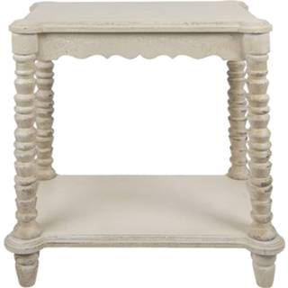 👉 Bijzettafel wit hout Clayre & Eef 60*40*70 Cm Rechthoek Side Table Tafeltje 8717459803312