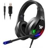 👉 Gaming headset zwart active Wintory M6 USB + 3.5mm 4-pin verstelbare RGB Light met MIC (zwart)