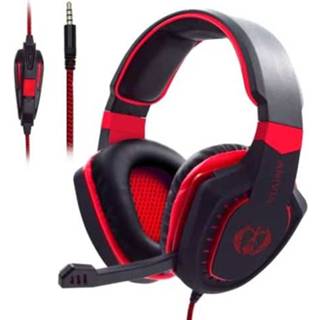 👉 Microfoon zwart rood active SADES AH-28 3,5 mm stekker Draadgestuurde ruisonderdrukking E-sports gaming-headset met intrekbare microfoon, kabellengte: 2 m (zwart rood)