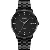 👉 Kalender zwarte active mannen SKMEI 1801 heren casual quartz horloge (zwarte stalen riem)