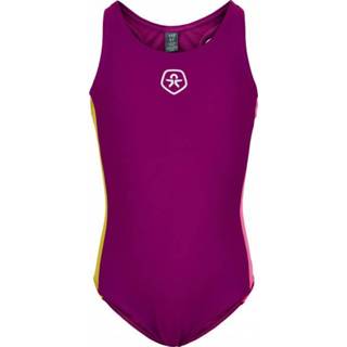 Color Kids - Kid's Swimsuit Colorblock - Badpak maat 128, purper