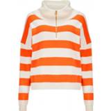 👉 We Norwegians - Women's Gullholmen Zip-Up Sweater - Merinotrui maat L, wit/oranje