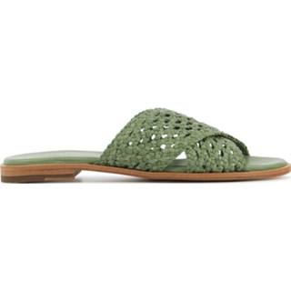 👉 Slippers leer leder vrouwen groen Allan K Dames Leren 8719656982500