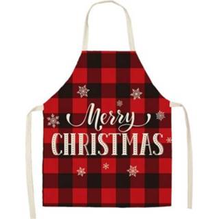 👉 Schort katoen linnen active 2 stks Christmas Plaid-serie en huishoudelijke schoonmaak overalls, specificatie: 68 x 55cm (WQ-001310)