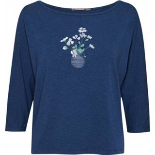 👉 Longsleeve l vrouwen blauw GreenBomb - Women's Plants Flower Pot Smile maat L, 4063645081878