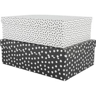 👉 Opbergdoos zwart wit karton HEMA Stippen Zwart/wit - 2 Stuks 8720354004203