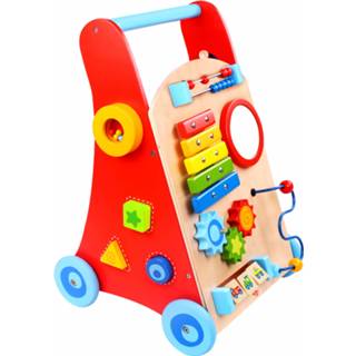 👉 Loopwagen rood hout One Size Color-Rood Tooky Toy junior 51 cm rood/naturel 6970090046148