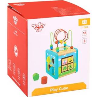👉 Blauw hout One Size Color-Blauw Tooky Toy kralenframe Cube junior 15,5 x 28 cm 5-delig 6970090041938