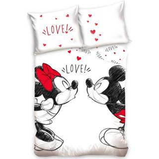 👉 Dekbedovertrek wit katoen One Size Color-Rood Mickey Mouse & Minnie 140 x 200 cm 5902689477249