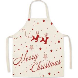 👉 Schort active kinderen 2 stks kerstlinnen gedrukt kerstcadeau volwassen ouder-kind overalls, specificatie: 45x56cm (twee herten)
