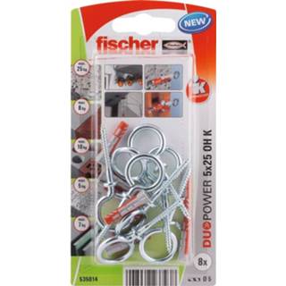 👉 Nylon plug Fischer DuoPower 5X25 met ooghaak OH K 8st. 4048962237238