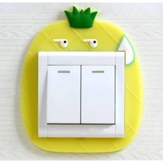 👉 Schakelaar active 2 Stks Lichtgevende Stickers Bescherming Cover Muurstickers Creatieve Woonkamer Slaapkamer Lamp Wall Socket Decoratieve (Pineapple)