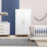 👉 Commode wit baby's Bopita Fenna Babykamer / Naturel | Bed 60 x 120 cm + Kast 3-Deurs