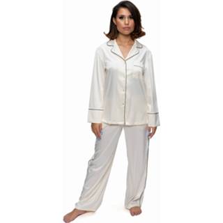👉 Satijnen pyjama knoopsluiting vrouwen creme Dorina - Regardless 4894728280471
