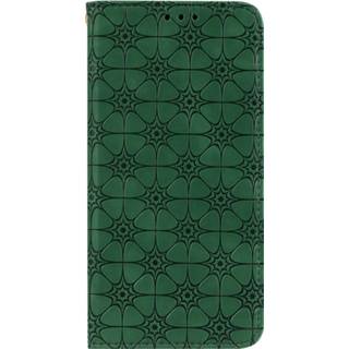 👉 Pasjeshouder groen PU leer IPhone 7 Book Case Hoesje met Patroon - Bloemenpatroon Apple 8720629490380