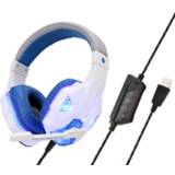 👉 Bedrade headset active Soyo Sy830 Computer Games Lichtgevende Headset, Kleur: 7.1 Kanaal USB (witblauw)