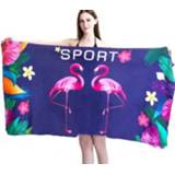 👉 Zwembad fluwelen active Sport Fitness Badhanddoek Gedrukt Dubbelzijdig Absorberend Sneldrogend Strandhanddoek, Grootte: 155x80cm (Soft Flamingo)