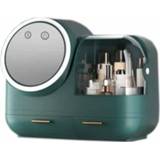 👉 Spiegel groen active desktop make-up en stofdichte lade opbergdoos met LED-licht, kleur: LED-model