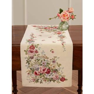👉 Tafellinnen beige polyester gebloemd unisex prachtig rozendessin Gobelin Vanessa Hossner