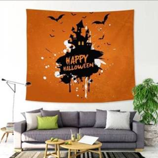 👉 Tapijt stof active Halloween grappige achtergrond wandtapijt bar decoratie tapijt, maat: 150x100cm (kasteel)