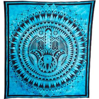 👉 Wand kleed katoen blauw Authentiek Wandkleed met Hamsa Hand (230 x 210 cm) 7141262513303