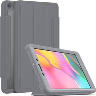 👉 Tablethoes transparante grijs active Case2go - Tablet hoes geschikt voor Samsung Galaxy Tab A 8.0 (2019) Tri-Fold Book Case met Back Cover en Pencil Houder 8719793127307