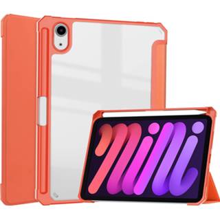 👉 Tablethoes transparante oranje active Case2go - Tablet hoes geschikt voor iPad Mini 6 (2021) 8.3 Inch Case Tri-fold Back Cover 8719793155072