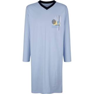 👉 Nachthemd blauw katoen motief mannen zeer comfortabel lichtblauw G Gregory 4055708382909