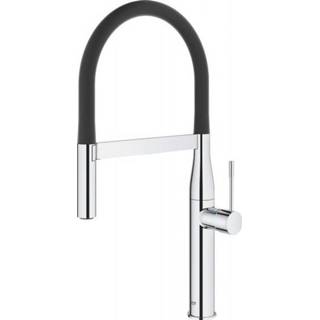 👉 Chroom Grohe Essence keukenmengkraan eengats met temperatuurbegrenzer en sproeier flexibele sproeistraal 30503000 4005176695698